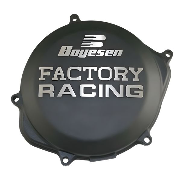 Couverture d'embrayage Boyesen Factory Racing noir Aluminium pour Kawasaki KX 250 ccm Année de fabrication 1993 - 2002
