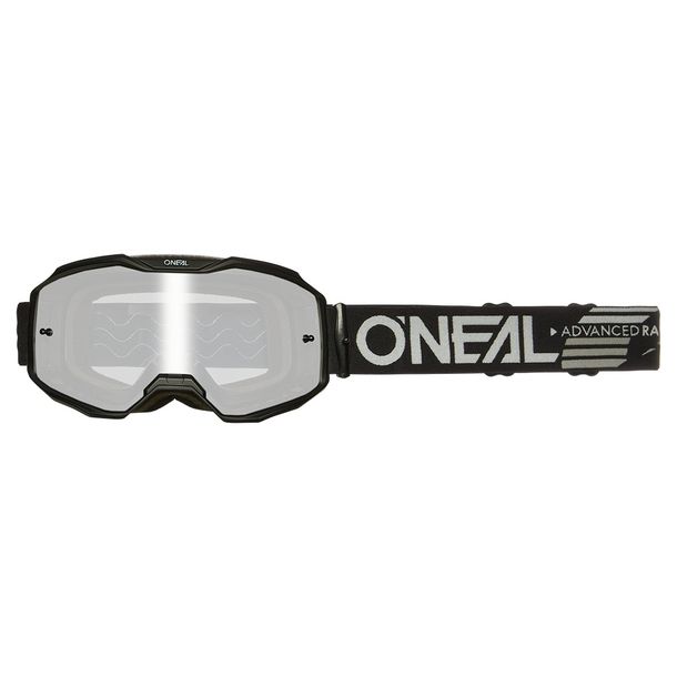 Lunettes O'Neal B-10, noir et argent massif avec miroir, lunettes de VTT, de motocross et de trail