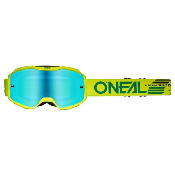 Gafas O'Neal B-10 Solid, amarillo neón, azul radio, MX, MTB, motocross y trail