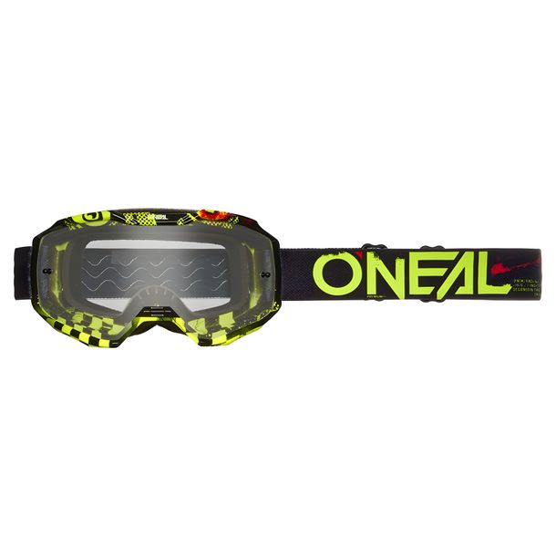 Maschera trasparente O'Neal B-10 Attack nero/giallo neon, MX MTB, Motocross e Trail