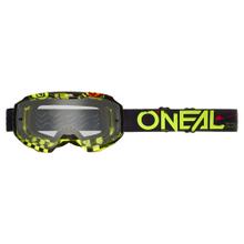 Crossbrille O'Neal B-10 Attack black/neon yellow Čiré brýle MX MTB Motocross Trail Brýle