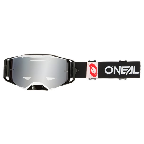 Lunettes O'Neal B-33 BOLD noir/blanc argenté avec miroir et lunettes de motocross MX MTB