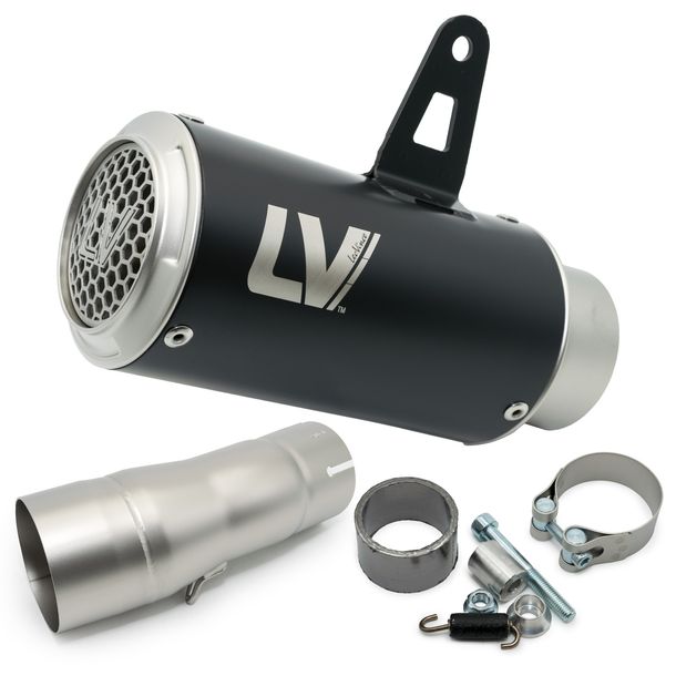 End muffler LeoVince LV CORSA S RACING Black Edition stainless steel black for Kawasaki Ninja 400 2018 - 2021 / 2022 - 2023 / Ninja 500 / SE 2024 - 2026 / Z 400 2019 - 2021 / 2022 - 2023 / Z 500 / SE 2024 - 2026
