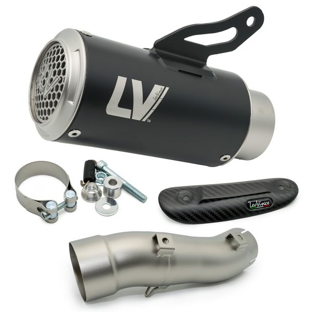 Endschalldämpfer LeoVince LV CORSA S RACING Black Edition Edelstahl schwarz & Carbon Hitzeschild für Kawasaki ZX-4R / RR Ninja 400 Bj. 2024 - 2026 E5+