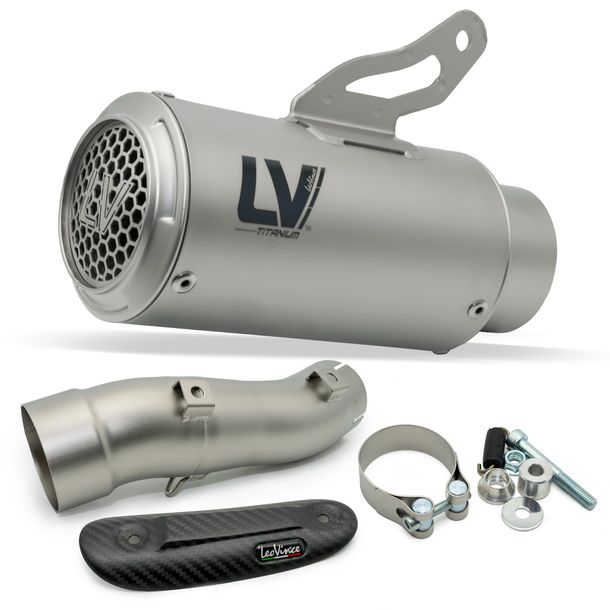Silenciador trasero LeoVince LV CORSA S RACING Titanio, tapa de acero inoxidable y protector térmico de carbono para Kawasaki ZX-4R / RR Ninja 400 Año. 2024 - 2026 E5+