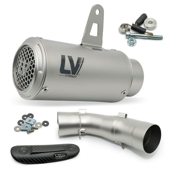 Endschalldämpfer LeoVince LV CORSA S RACING Titanium, Edelstahl Kappe & Carbon Hitzeschild für KTM Duke 990 Bj. 2024 - 2026 E5+