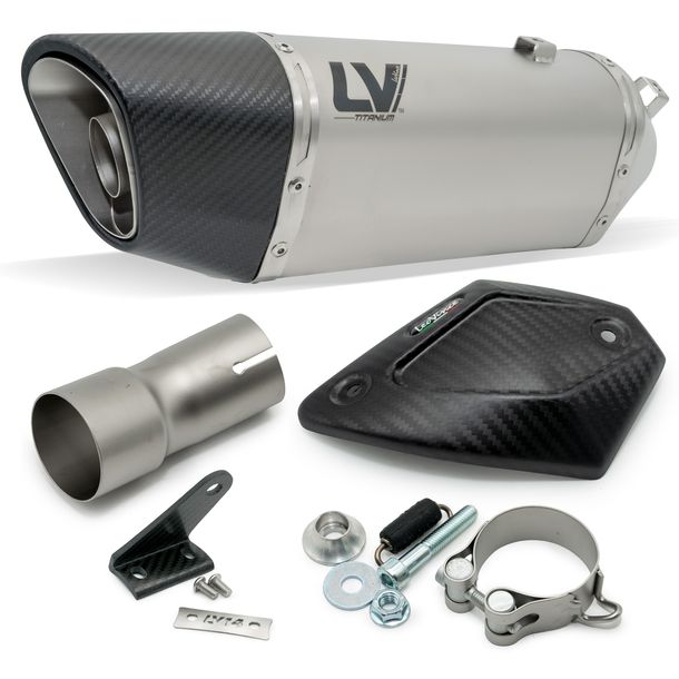 Endschalldämpfer LeoVince LV-14 R RACING Titanium, Carbon Kappe & Hitzeschild für Kawasaki Ninja 400 2018 - 2021 / 2022 - 2023 / Ninja 500 / SE 2024 - 2026 / Z 400 2019 - 2021 / 2022 - 2023 / Z 500 / SE 2024 - 2026