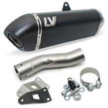 Koncový tlumič LeoVince LV-14 RACING Black Edition nerezová ocel černá, karbonová koncovka pro BMW F 750 / 850 GS / Adventure Bj. 2018 - 2024 E4 / E5 / BMW F 800 / 900 GS / Adventure Bj. 2024 - 2026 E5+
