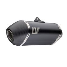 Tłumik końcowy LeoVince LV-14 Black Edition z homologacją, stal nierdzewna czarna, nakładka z karbonu i osłona termiczna dla CF Moto 450 MT / IBEX r. 2024 E5 / r. 2025 - 2026 E5+