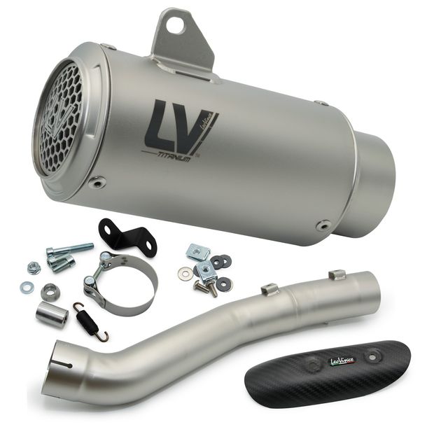 Einddemper LeoVince LV CORSA S RACING Titanium, roestvrijstalen kap & carbon hittebescherming voor Aprilia RSV4 1000 RR / Tuono V4 / Factory bj. 2019 - 2020 E4 / RSV4 1100 / Tuono V4 / Factory bj. 2021- 2024 E5
