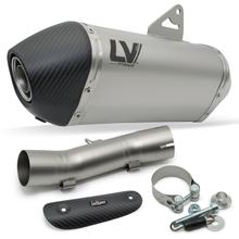 Tłumik końcowy LeoVince LV-14 z homologacją, tytan, nakładka z karbonu i osłona termiczna dla Honda XL 750 Transalp Urban / Easy Travel / Travel Edition rok produkcji 2023 - 2024 E5 / rok produkcji 2025 - 2026 E5+
