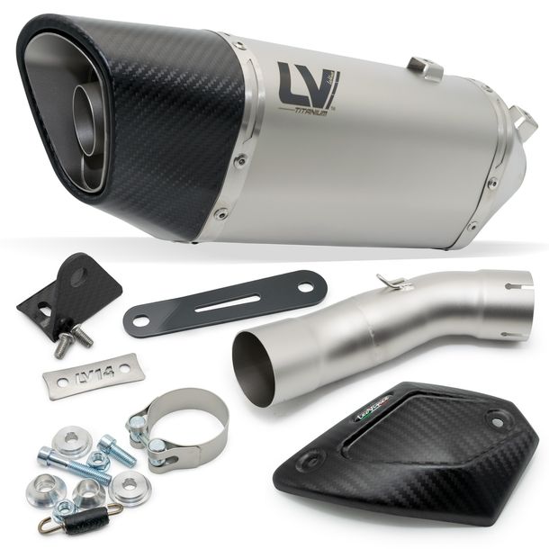 Silenziatore finale LeoVince LV-14 R omologato, Titanio, tappo in Carbonio e protezione termica per Kawasaki Z 900 A2 anno 2018 - 2024 E5 / anno 2025 - 2026 E5+ / Z 900 anno 2017 - 2019 E4 / anno 2025 - 2026 E5+