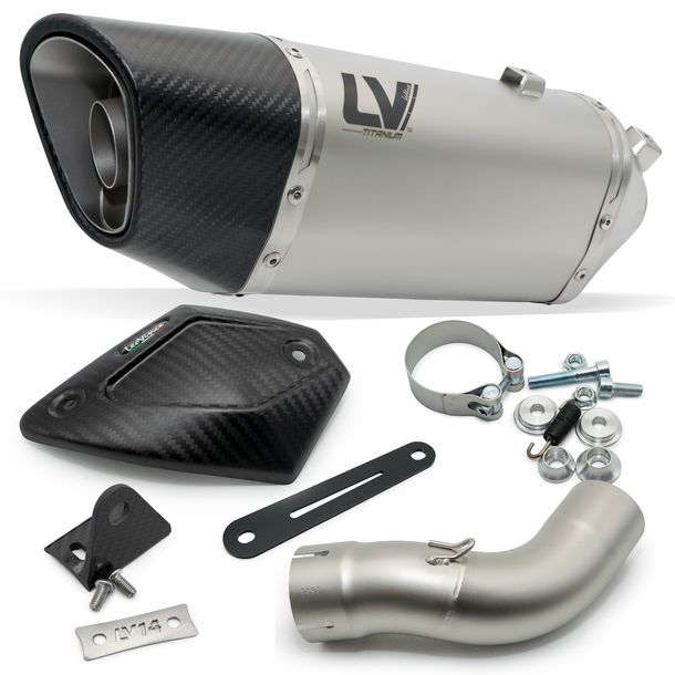 Silencieux d'échappement LeoVince LV-14 R avec homologation, Titane, capuchon en Carbone & écran thermique pour Kawasaki Ninja 1000 SX / Tourer ann. 2020 - 2024 E4 / E5 / ann. 2025 E5+