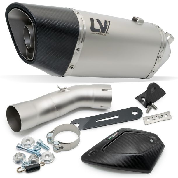 Rear muffler LeoVince LV-14 R RACING Titanium, Carbon end cap & Heat shield for Kawasaki Z 900 A2 Year of construction 2018 - 2024 E5 / Year of construction 2025 - 2026 E5+ / Z 900 Year of construction 2017 - 2019 E4 / Year of construction 