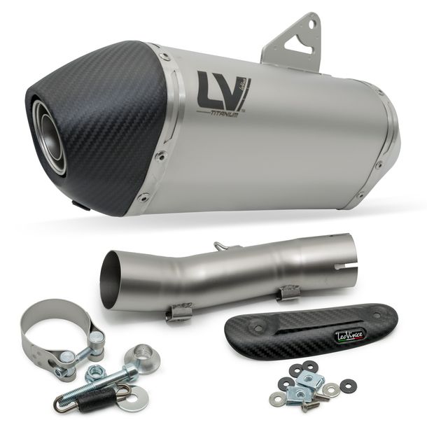 Silenziatore posteriore LeoVince LV-14 RACING in titanio, cappuccio in carbonio e paracalore per Honda XL 750 Transalp Urban / Easy Travel / Travel Edition anno 2023 - 2024 E5 / anno 2025 - 2026 E5+