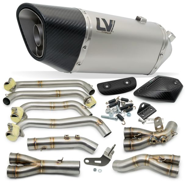 Auspuffanlage komplett LeoVince LV-14 R RACING Titanium, Carbon Kappe & Hitzeschild für Honda CB 650 R Neo Sports Café Bj. 2019 - 2026 E4 / E5 / E5+ / CBR 650 R Bj. 2019 - 2026 E4 / E5 / E5+