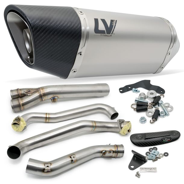 Auspuffanlage komplett LeoVince LV-14 R RACING Titanium, Carbon Kappe & Hitzeschild für Suzuki GSX-8R 800 Bj. 2024 E5 / GSX-8S Bj. 2023 - 2024 E5