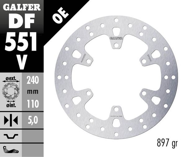 Bremsscheibe Galfer DF551V ROUND mit ECE R90 Zulassung, starr hinten 240x5mm für Royal Enfield Classic EFI Desert Storm Chrom Military Continental Interceptor 400 - 650 ccm Bj. 2018 - 2025