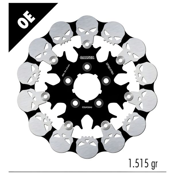 Disco del freno Galfer DF681FRH WAVE® SKULL DESIGN con ECE R90 approvazione, flottante posteriore 292x5mm per Harley Davidson FLHTKSE Limited CVO FLHXI EFI Street Glide FLHXSE FLS Softail SLM FLSTC Anno 1999 - 2023