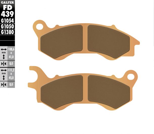 Pastillas de freno Galfer FD439G1380 Metal sinterizado SCOOTER delantero para Kymco Like 1 Agility Carry Euro4, Honda PCX Malaguti XTM Enduro SH Mode