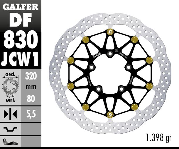 Bremsscheibe Galfer DF830JCW1G03 WAVE® FLOATECH RACING schwimmend vorne 320x5,5mm (2 benötigt) für MV Agusta Brutale Dragster F3 Turismo Veloce Lusso Bj. 2011 - 2025