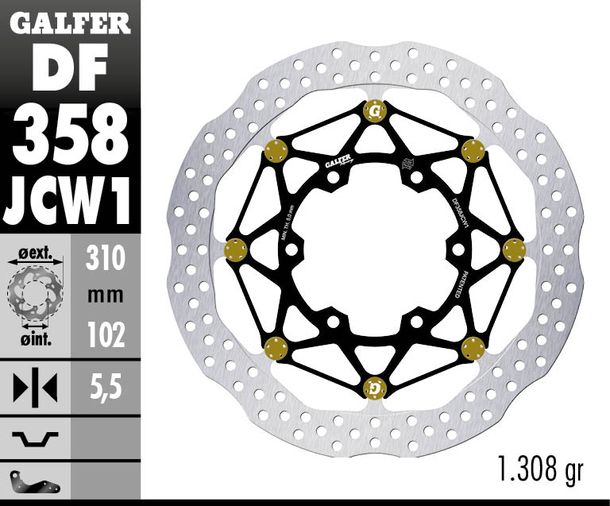 Bremsscheibe Set Galfer 2x DF358JCW1G03 WAVE® FLOATECH RACING schwimmend vorne 310x5,5mm für Suzuki GSX-R 600 - 1000 ccm Bj. 2008 - 2021
