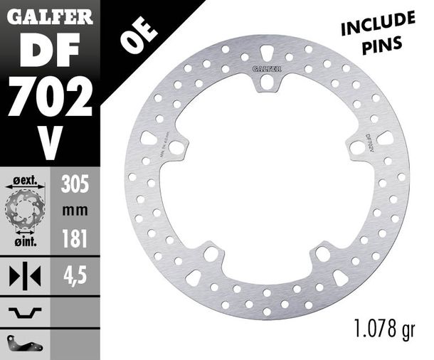 Bremsscheibe Set Galfer 2x DF702V ROUND mit ECE R90 Zulassung, starr vorne 305x4,5mm für BMW F GS R GT Adventure CL Edition 40 Years K LT Paris Dakar RS 750 - 1250 ccm Bj. 1993 - 2023