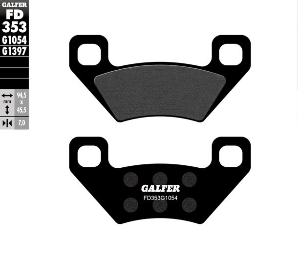 Remblokken Set Galfer 2x FD353G1054 Halfmetaal voor, Arctic Cat 4x4 FIS H1 ATM Thundercat 2x4, Polaris Hawkeye TRV TBX Diesel Kymco MXU i LOF Maxxer 250