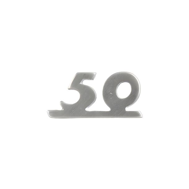 Logo RMS Classic pour Vespa 50cc Special 35x15 mm en aluminium