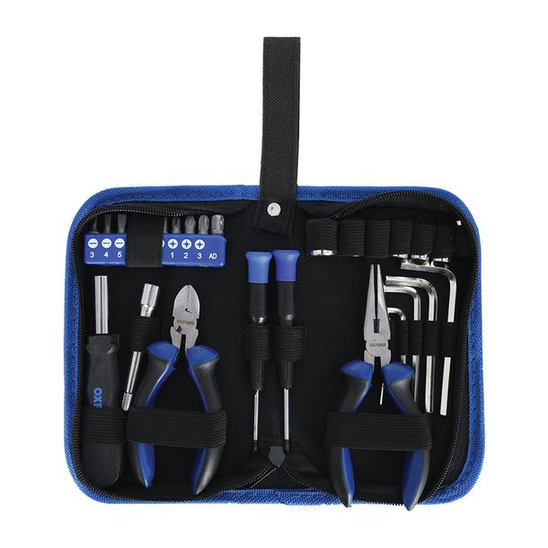 Oxford Essential 28-delige gereedschapsset, koolstofstaal, 18x10,5x4cm boardgereedschap voor motorfietsen