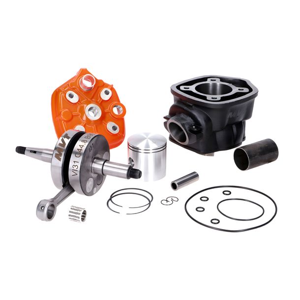 Kit de cilindros Big Bore MVT Iron Max con cigüeñal KB de 45 mm de carrera 13 mm 90 cc para Minarelli AM6