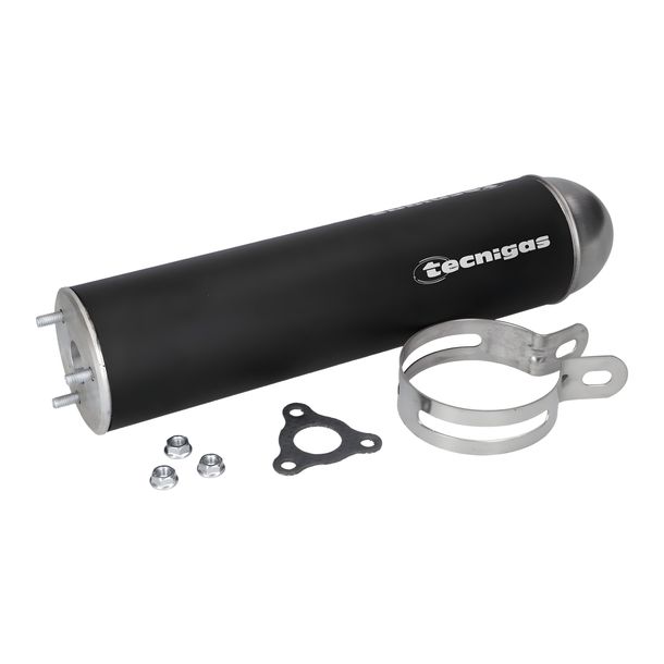 Endschalldämpfer Tecnigas E-NOX Aluminium schwarz für Gilera RCR, Motorhispania YR11 Enduro VTVDV1CE20101 MBK X-Limit SM Rieju Drac Bultaco Lobito Derbi