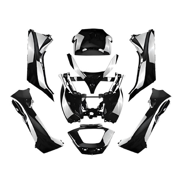 Kit de carénage noir brillant TUNR 8 pièces pour Piaggio MP3 125-500 2008-2013
