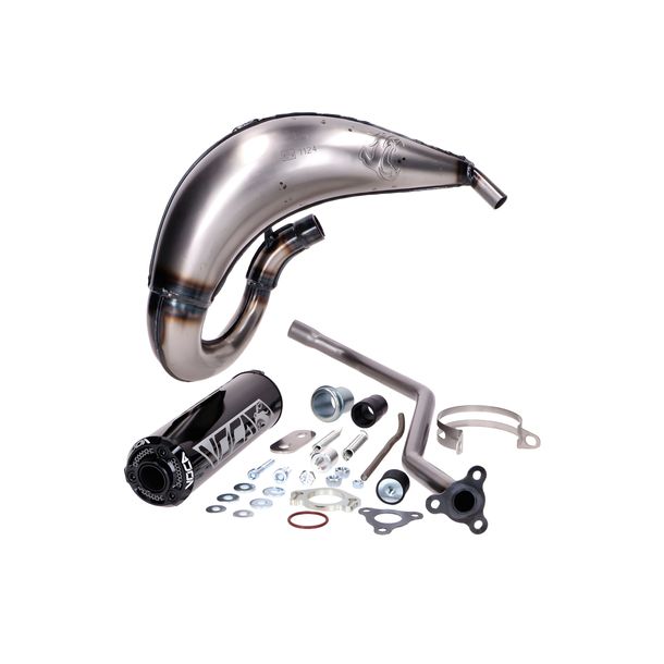 Exhaust System VOCA Racing MX-Style with Approval 50/70ccm, black for Aprilia RX, SX, Derbi Senda