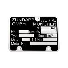 MOGA blank aluminum nameplate for Zündapp 1970s models