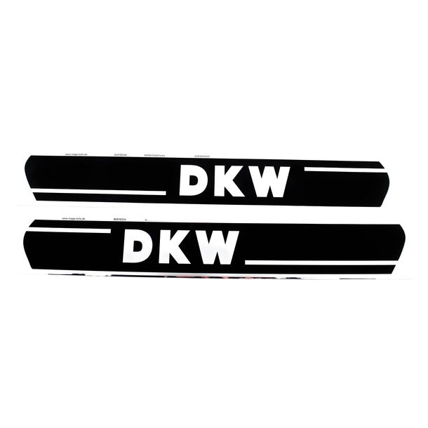 MOGA 330mmx40mm matzwart/glanzend witte tanksticker voor DKW bromfiets/bromfiets