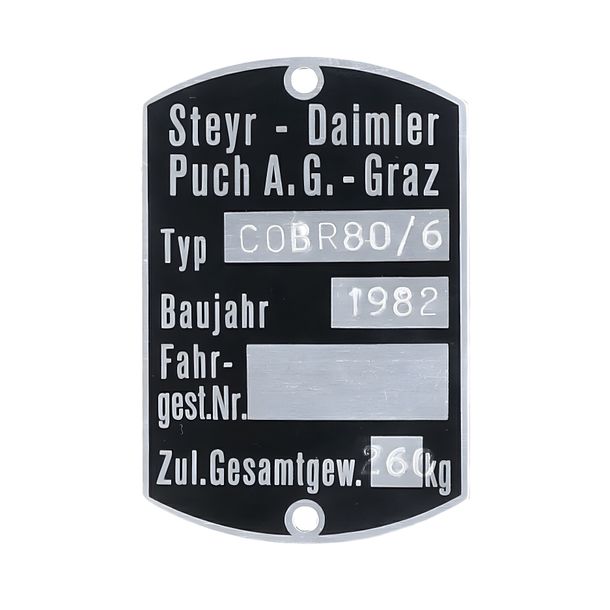 Typenschild Rahmen 60x40mm für Puch N 50