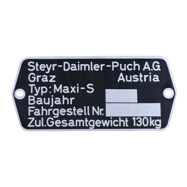 Typenschild Blanko 74x35mm für Puch Maxi S