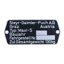 Typenschild Blanko 74x35mm für Puch Maxi S