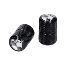 Ventilkappen schwarz mit weißem Logo für Puch
