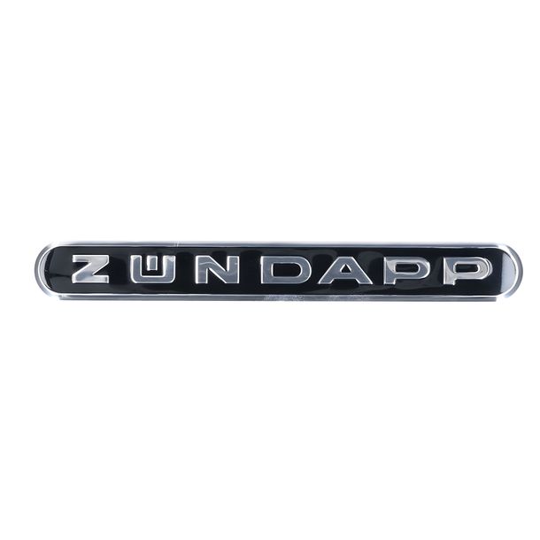 Sticker emblem black/chrome 130x16.5mm made of oblong aluminum for Zündapp