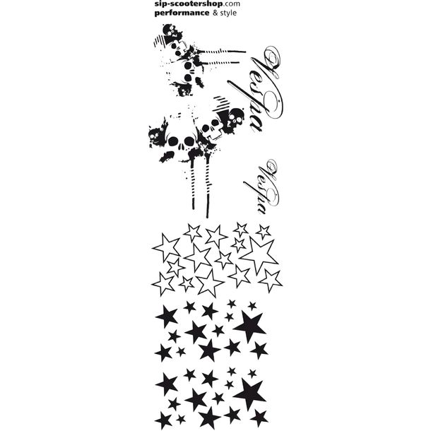 Kit de décoration autocollant SIP « Stars II » 1160x360 mm avec crâne