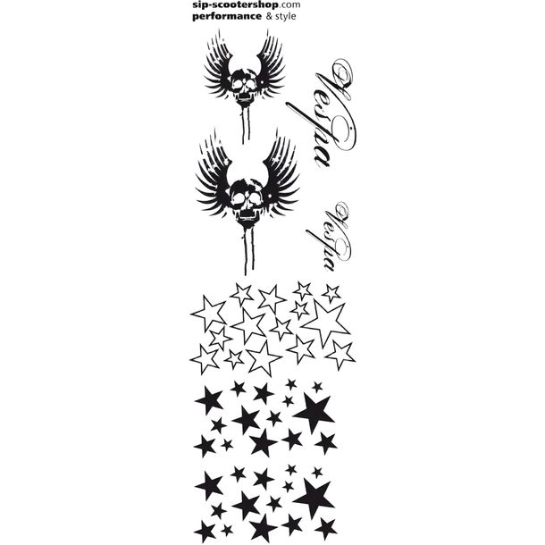 Set de décoration d'autocollants « SIP Stars I » noir 1160x360mm avec crâne