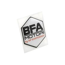 Emblema SIP BFA BFA MOTORI 6-Lados 32x28mm preto/branco/vermelho para Vespa PK50-125 XL, XL2, PX80-200E, Lusso, 1998, T5