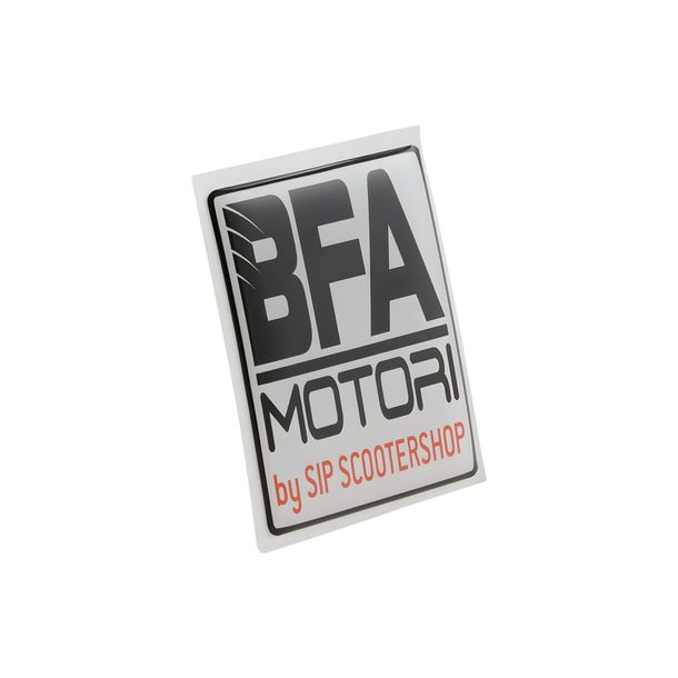 Logo SIP BFA BFA MOTORI 4-corner cascade 43x34mm black/white/red for Vespa PX125-200 MY, 2011, LX, LXV, S, Primavera, Sprint, GTS, GTS Super, GTV, GT 60, GT, GT L, 946 50-300cc