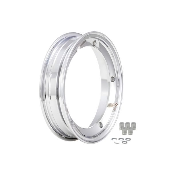 Llanta de aluminio cromado Tubeless 2.0 SIP Legal 2.10 Ø 10 pulgadas para Vespa 50-125, PV, ET3, PK, S, XL, XL2, 125 GT-TS, 150 GL, GS VS5T, Sprint, V, T4, Rally, PX, PE, Lusso, T5, LML Star, DLX, Deluxe 2T, 4T