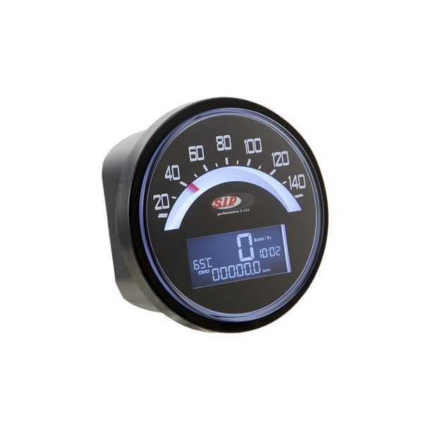 Drehzahlmesser / Tacho SIP Performance 2.0 schwarz rund 140km/h 14.000U/min für Lambretta LI 125, 150 1°, 2°, TV 175 1°