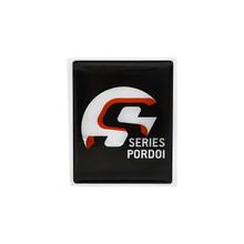Emblem SIP Series Pordoi 43x34mm czarno/srebrny do Vespa PX125-200 MY, LX, LXV, S, Primavera, Sprint, GTS, GTS Super, GTV, GT 60, GT, GT L, 946
