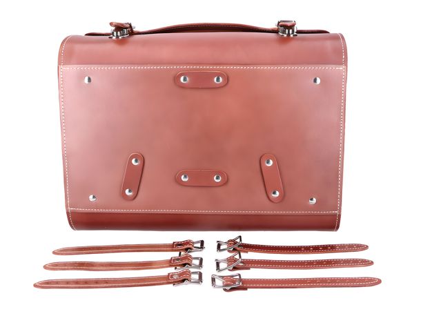 Coffre supérieur SIP Style Classic 380x270x260mm Cuir véritable tobacco braun pour LML Bella Belladonna 1 RV, Vespa Classic V1T V31T GS VS3T VS5T DLX Deluxe