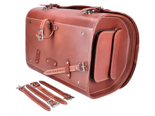 Coffre supérieur SIP Style Classic 380x270x260mm Cuir véritable tobacco braun pour LML Bella Belladonna 1 RV, Vespa Classic V1T V31T GS VS3T VS5T DLX Deluxe